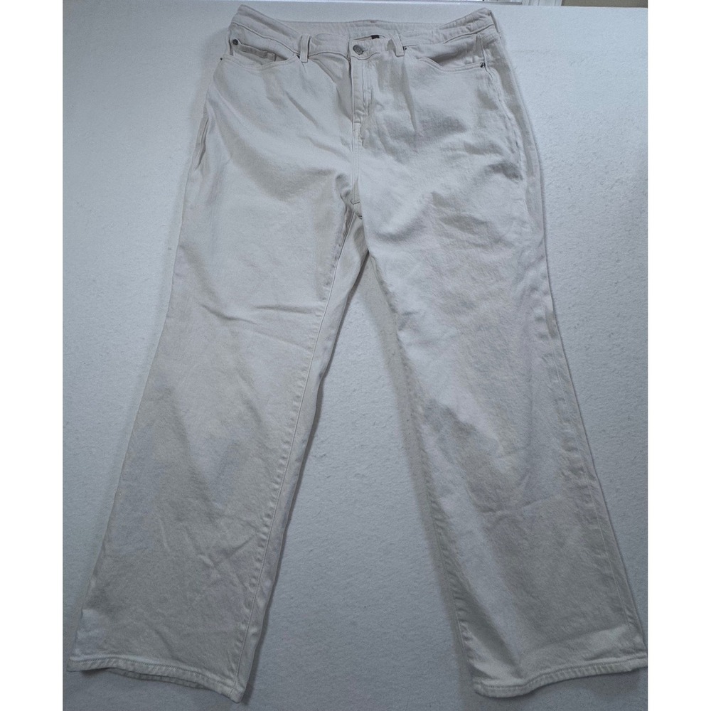 Torrid Womens 16R High Rise Baggy Straight Classic Denim Jeans Cream Off White